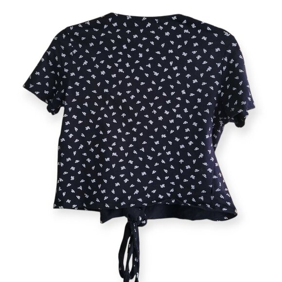 Brandy Melville Floral Tie-Front Crop Blouse Size S - Picture 3 of 8
